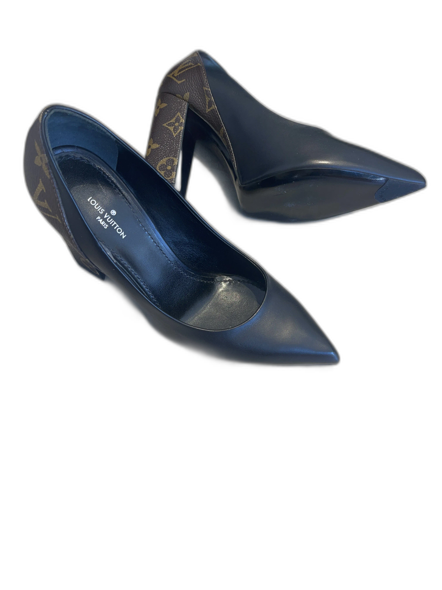 Black Leather Monogram Pumps — view 4