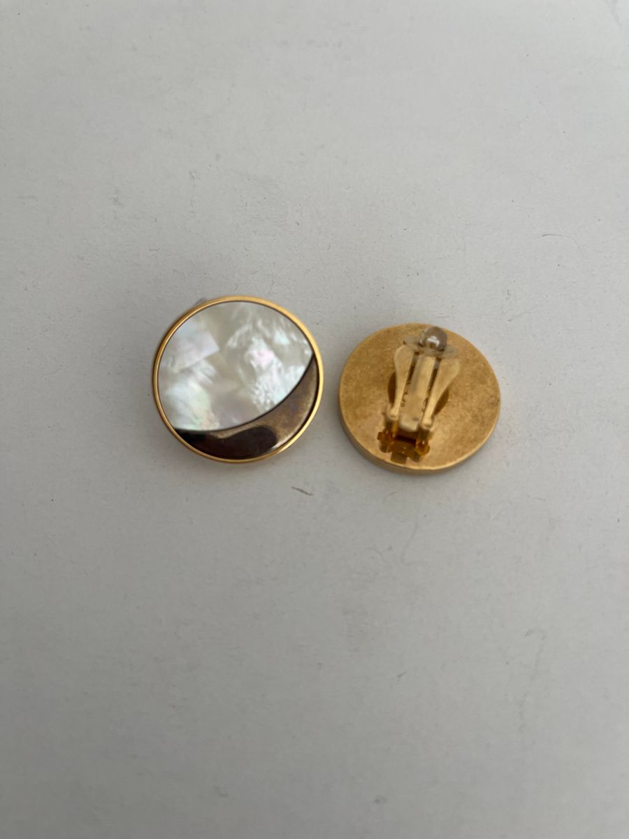 Eclipse Gold Clip Earrings — view 2