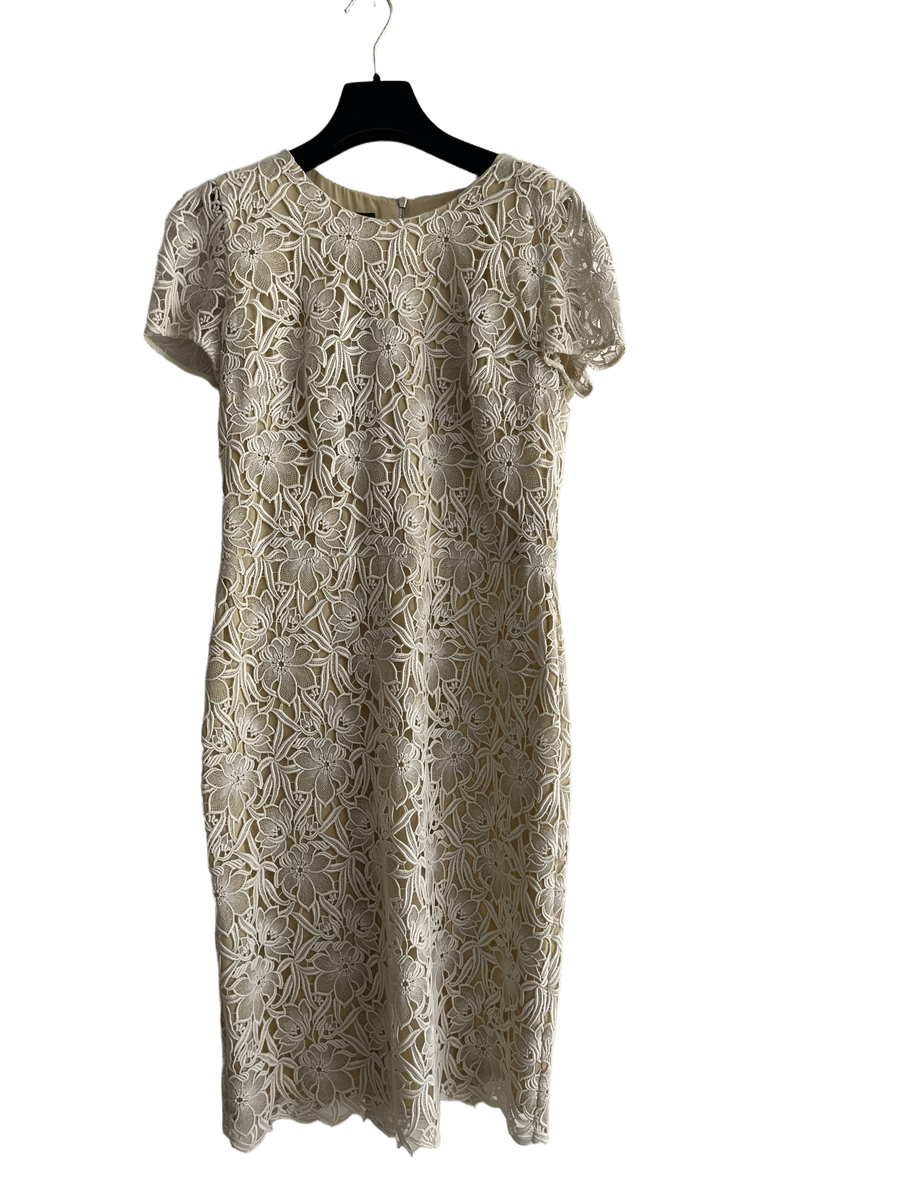 Burberry White Floral Cut Out Lace Dress