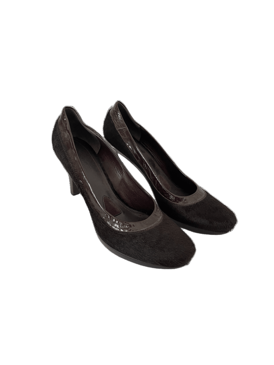 Animal Brown Round Toe Pumps