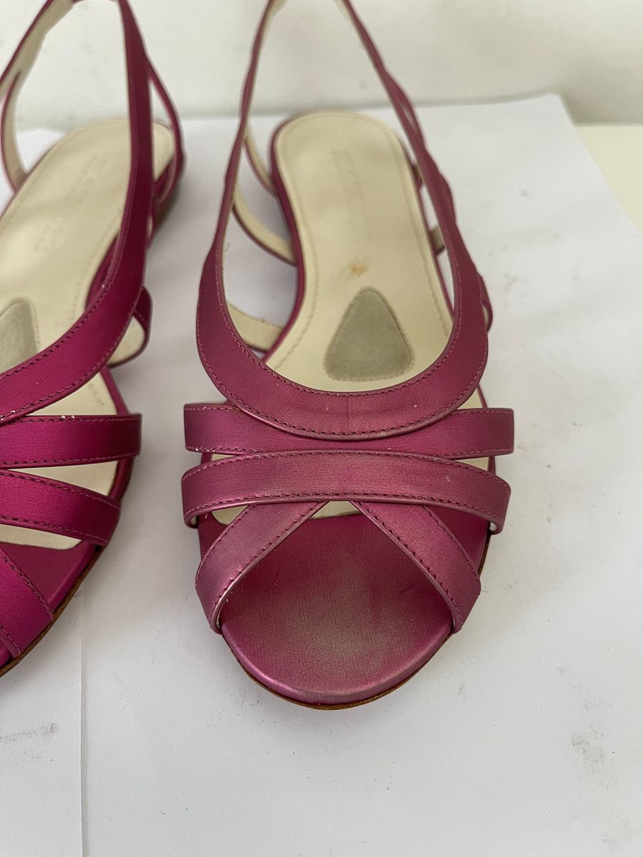 Metallic Pink Peep Toe Flats — view 5