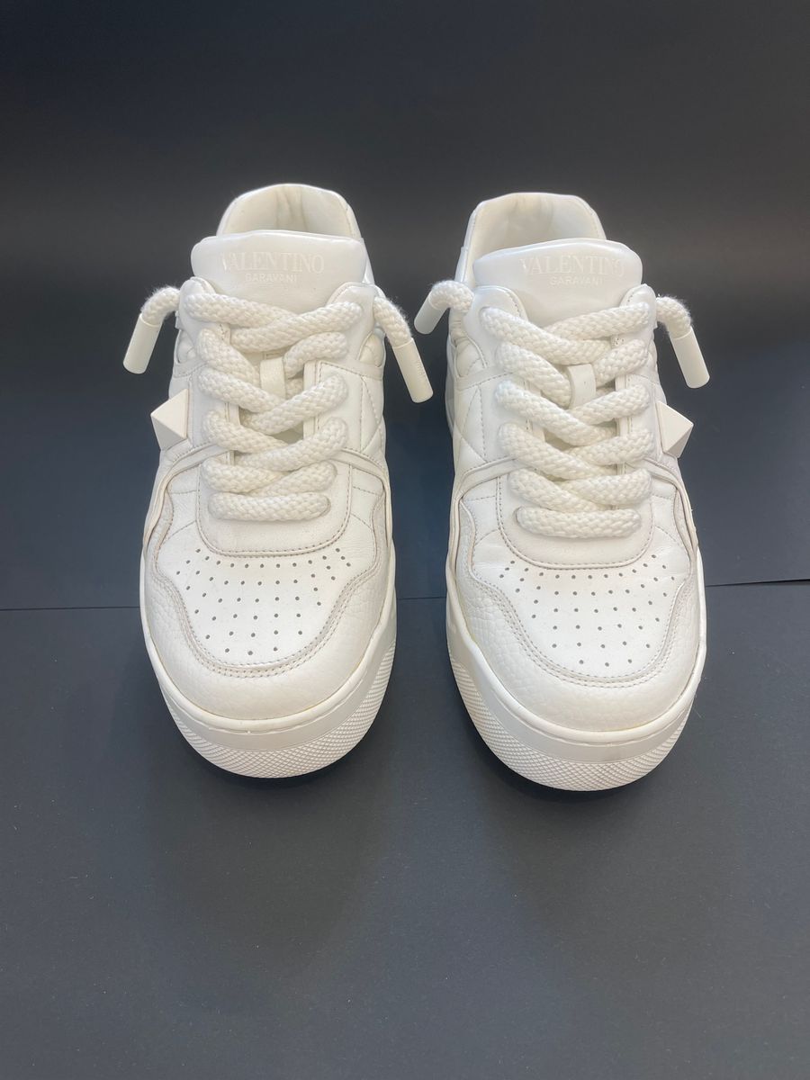 White Garavani One Stud XL Nappa Low Top Sneakers — view 2