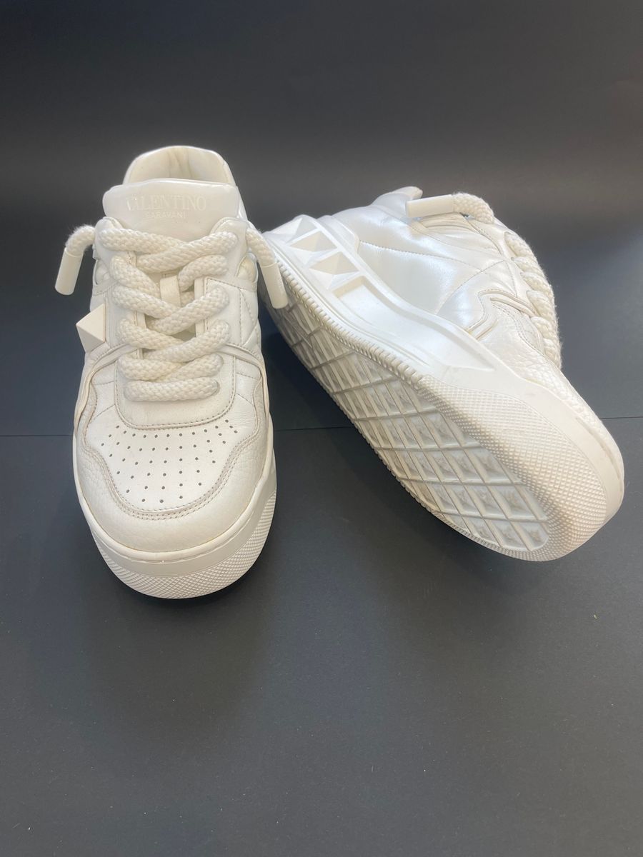White Garavani One Stud XL Nappa Low Top Sneakers — view 4