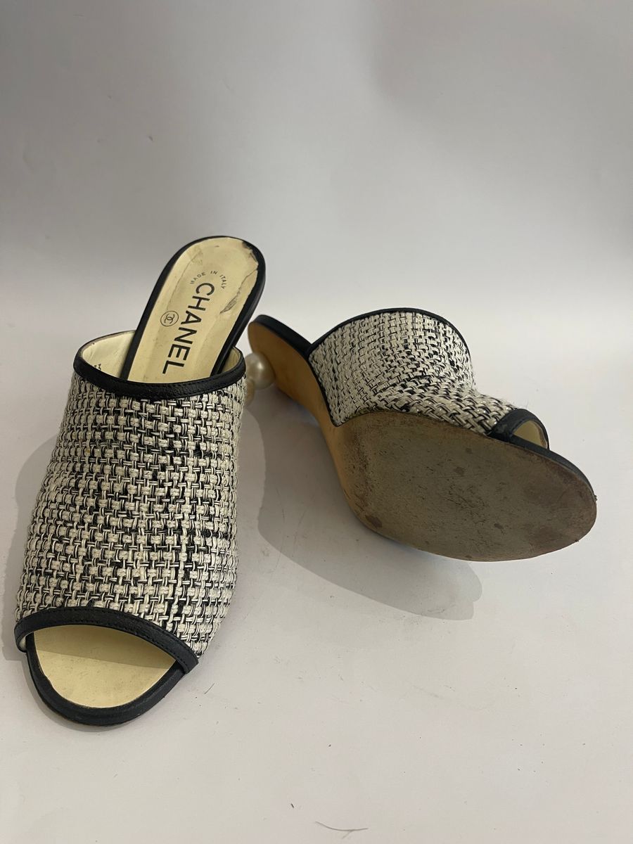 Tweed Pearl Mules — view 5