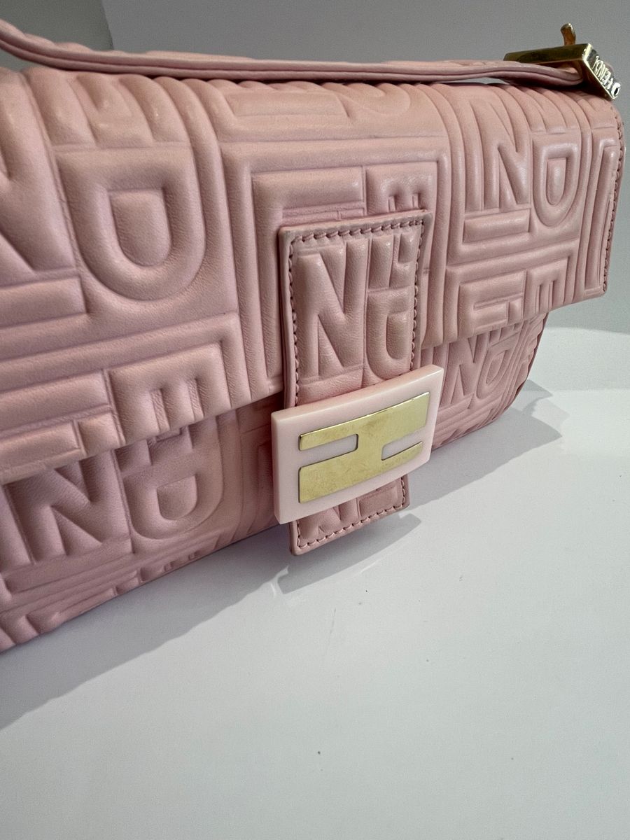 Nappa Embossed Baguette 1997 Pink Shoulder Bag — view 5