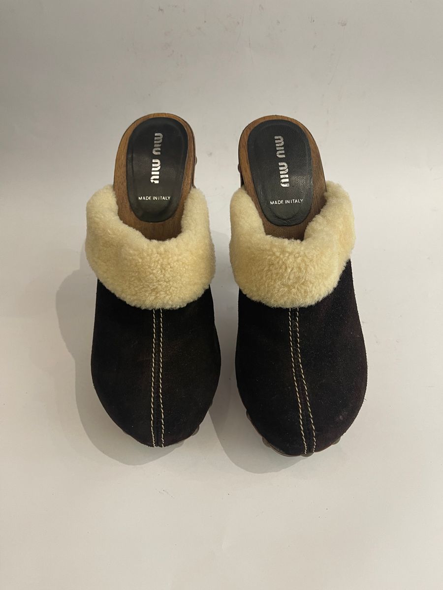 Suede Brown Clogs — view 2