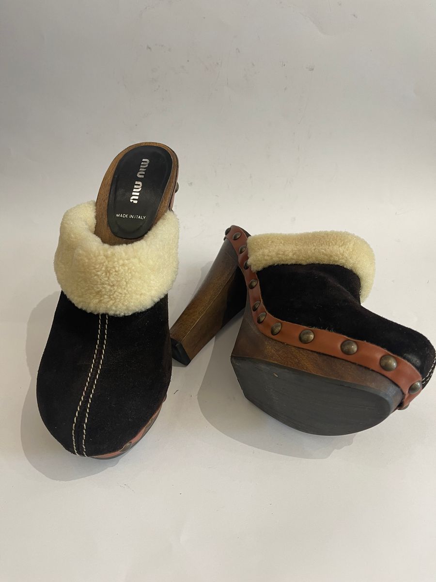 Suede Brown Clogs — view 4