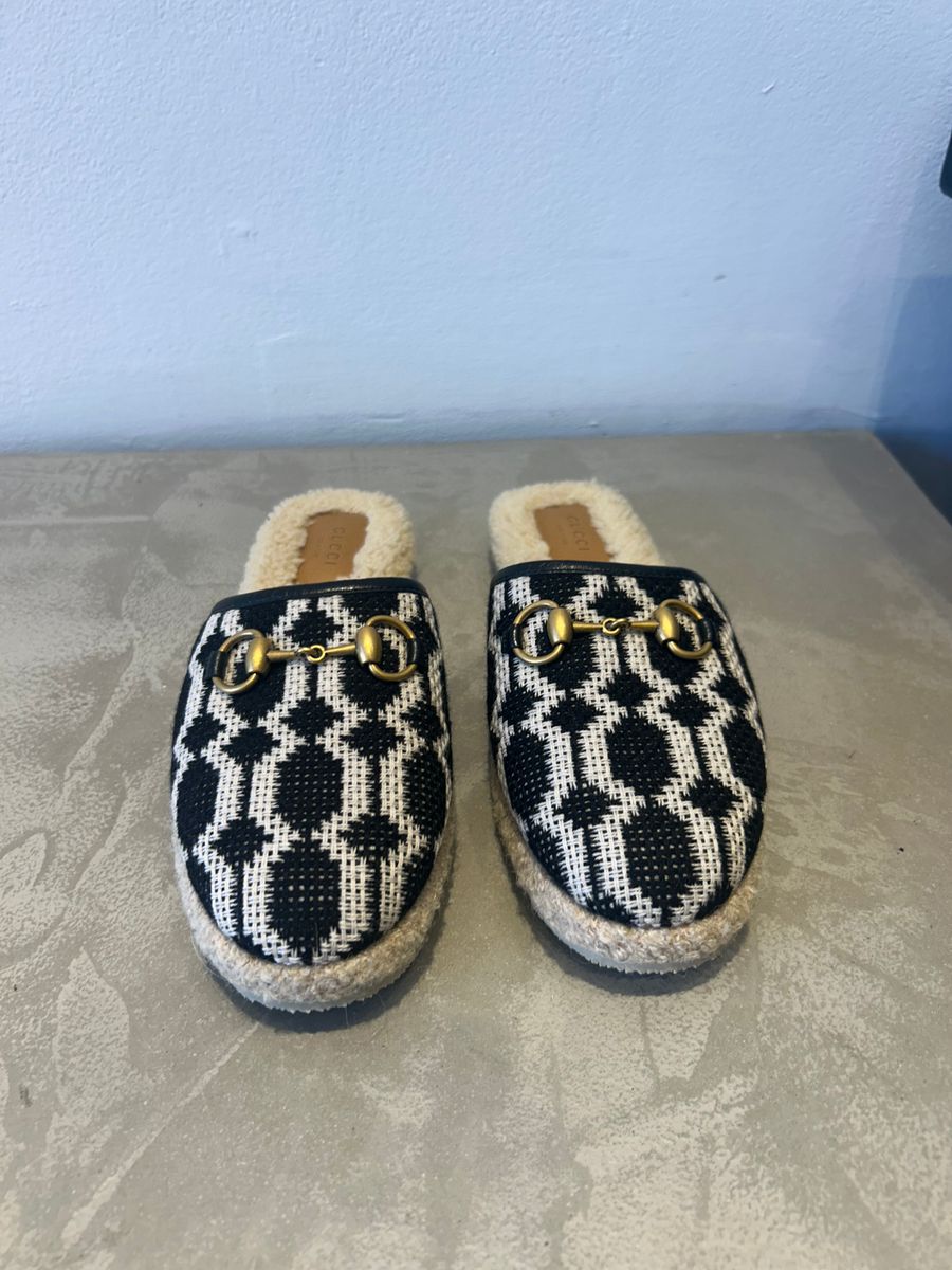 Fria Shearling Horsebit-Detailed Printed Slippers — view 2
