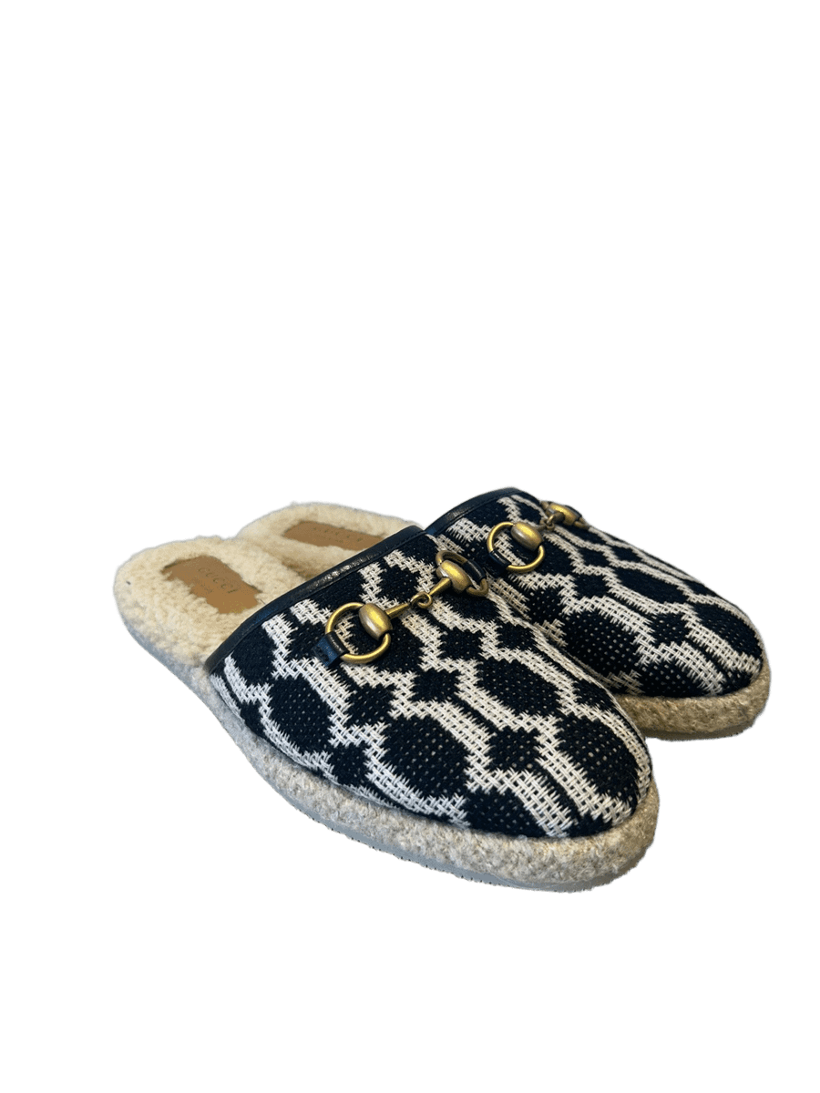 Fria Shearling Horsebit-Detailed Printed Slippers