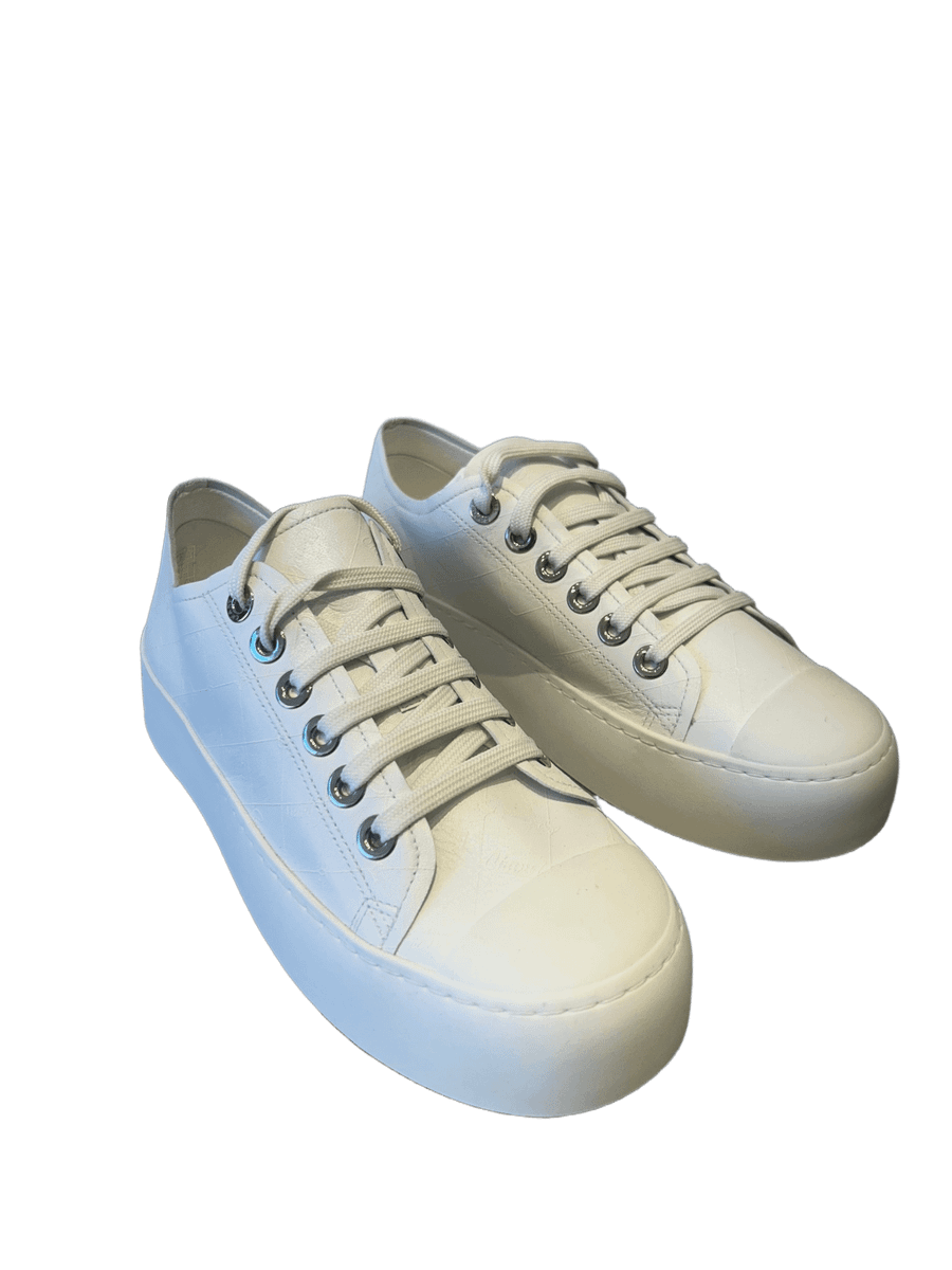 Platform Lace-up White Leather Sneakers