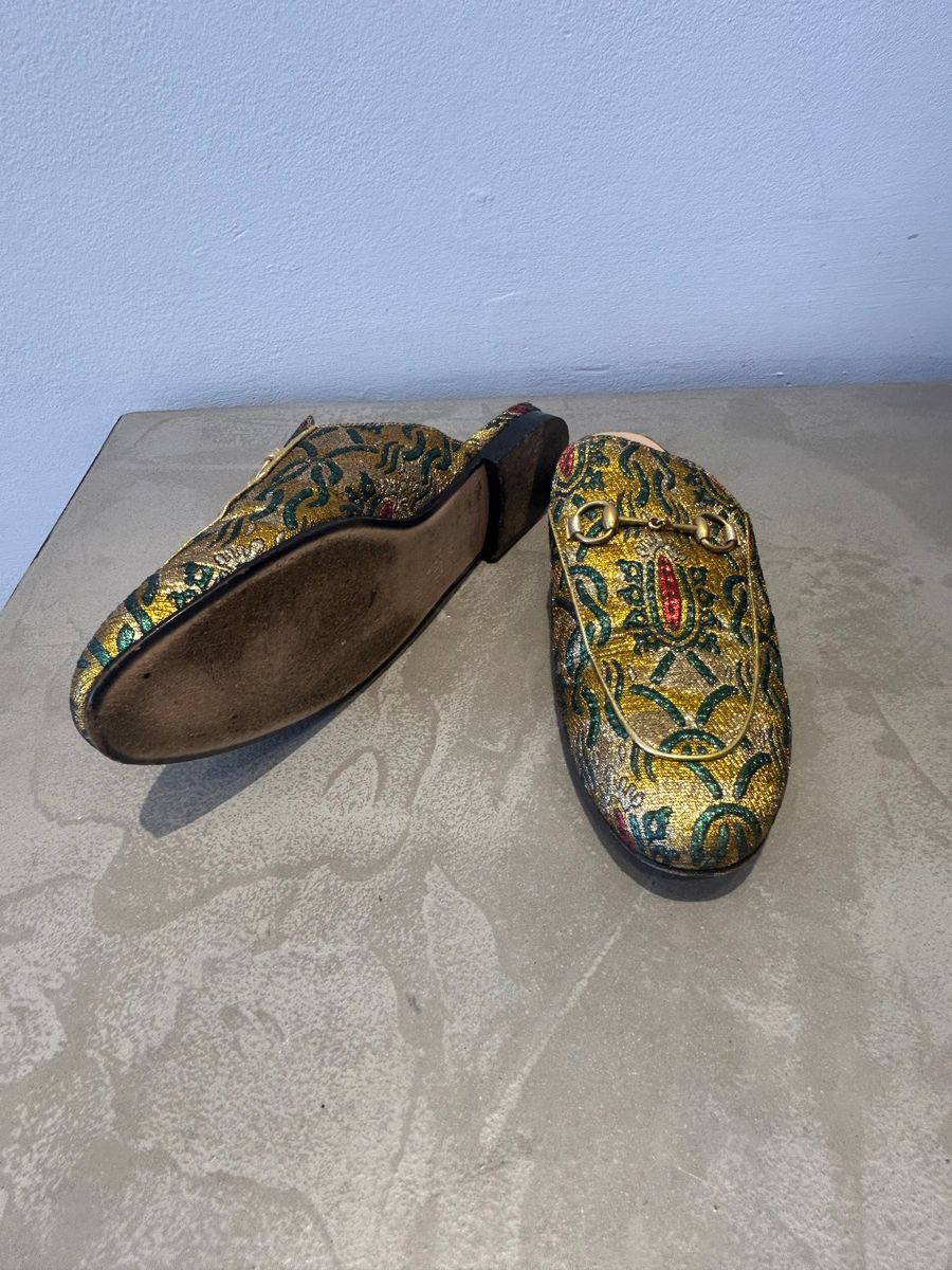 Princetown Jacquard Horsebit Flat Mule Sandals — view 4