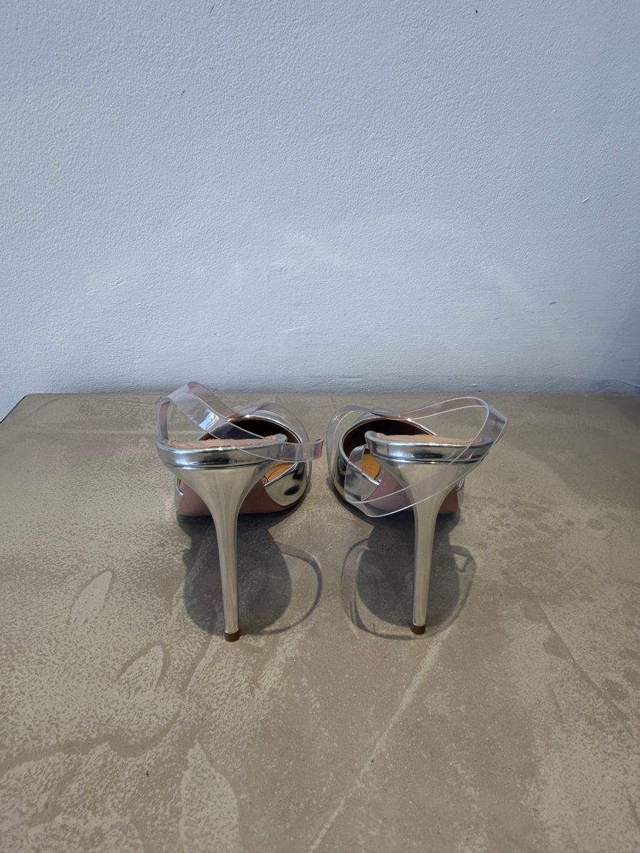 V Plexi PVC Leather Slingback Pumps — view 3
