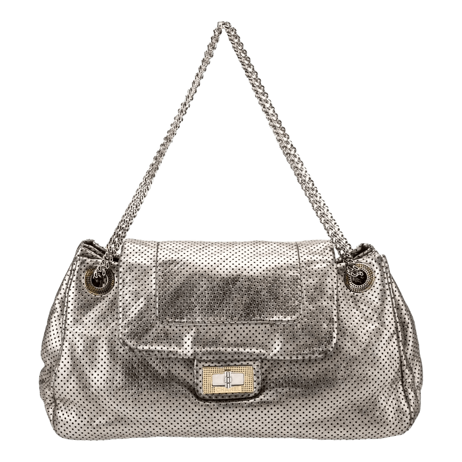 2.55 Reissue Perforated Metallic Grey Drill Leather Bag