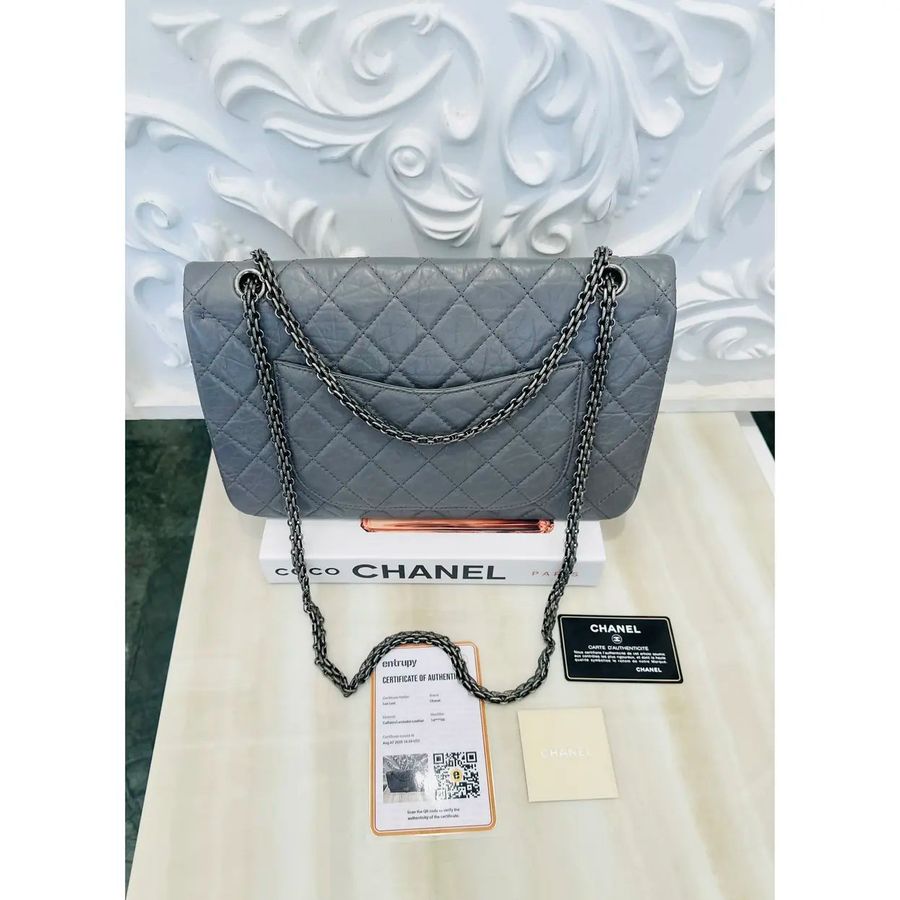 2.55 Reissue Flap Bag in Aged Dark Grey Calfskin — view 4