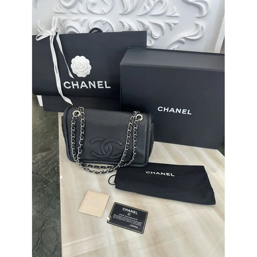 Timeless CC Flap Shoulder Bag in Black Caviar Leather — view 4