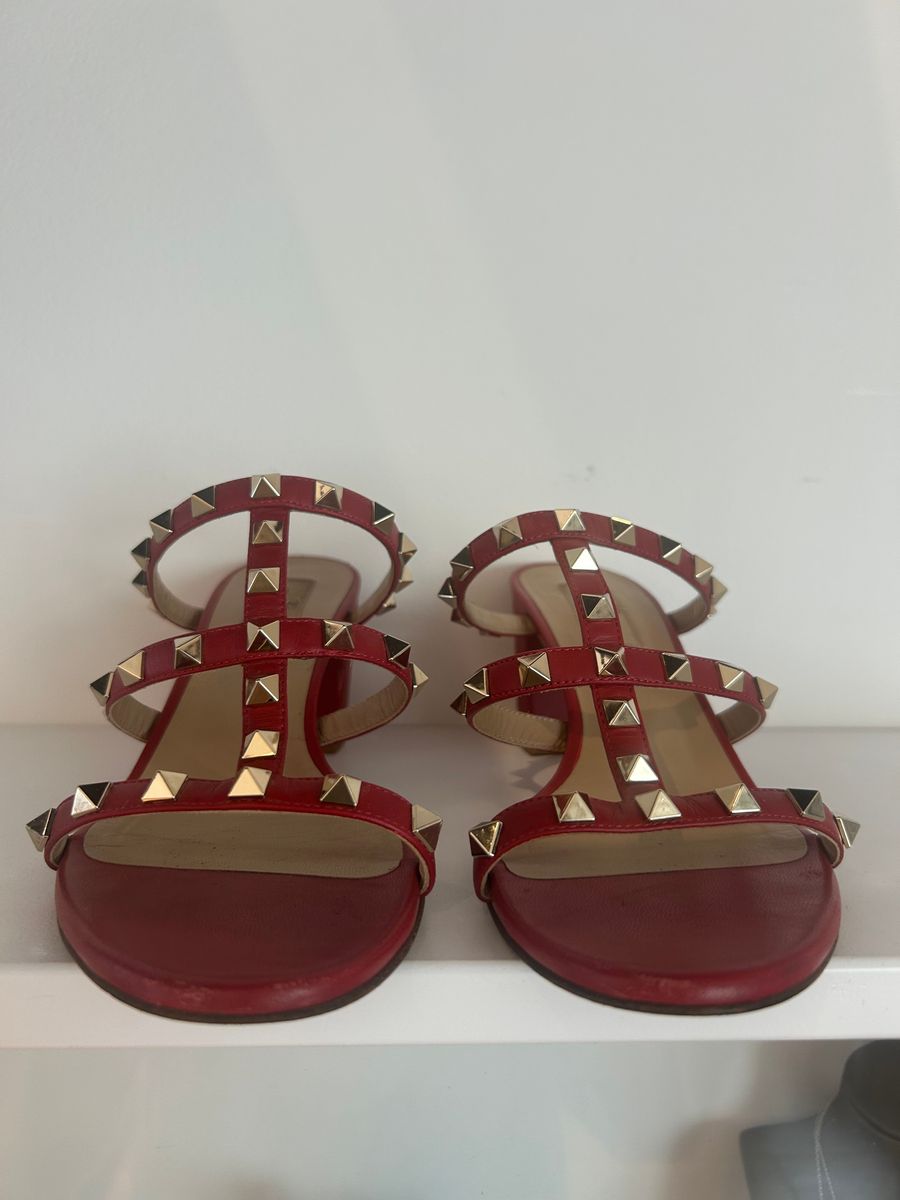 Garavani Bordeaux Leather Rockstud Sandals — view 2