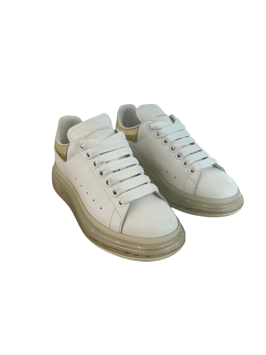 White Leather Oversized Clear Sole Sneakers