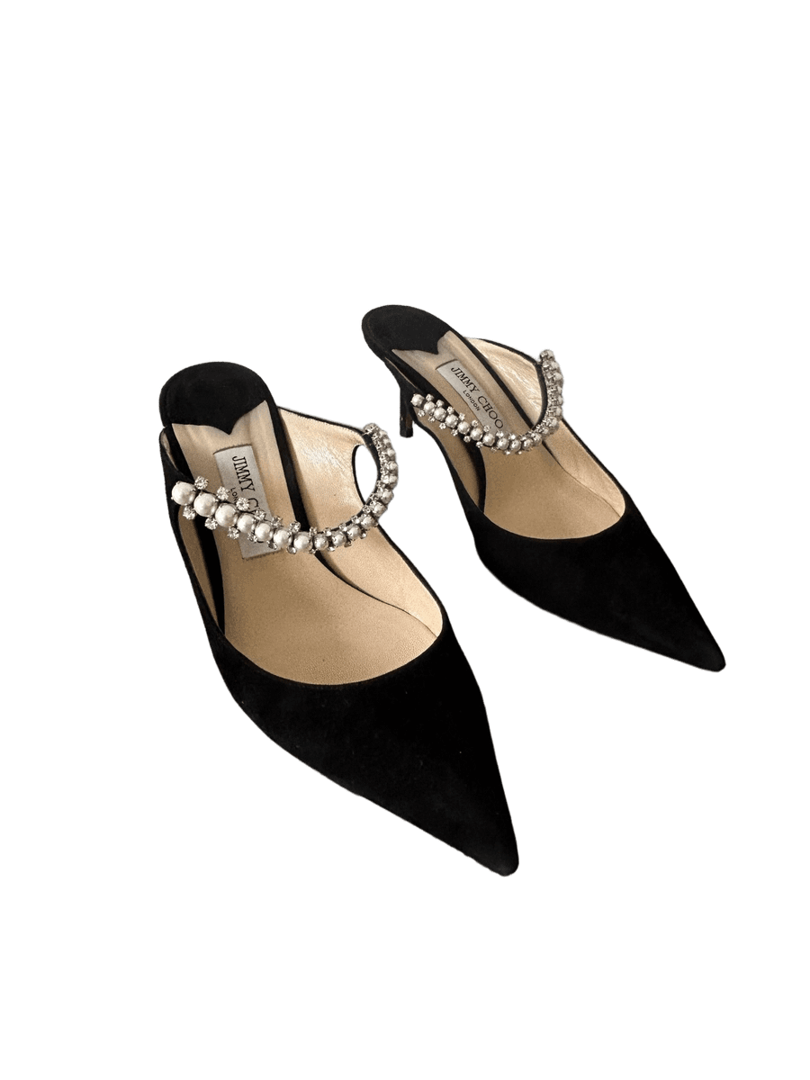 Bing 100 Crystal-Embellished Velvet Mules