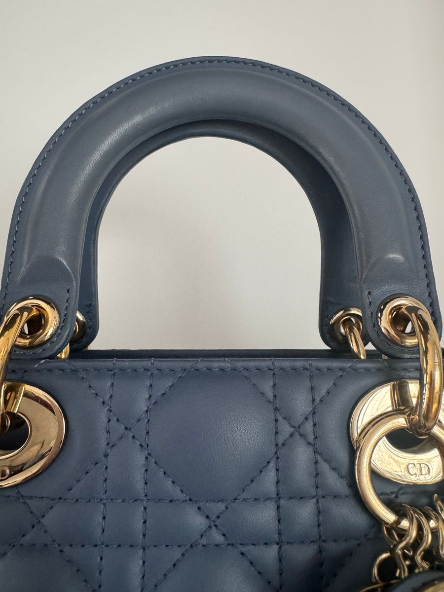 Small Lady Dior My ABCDior in Blue Lambskin Leather  — view 5