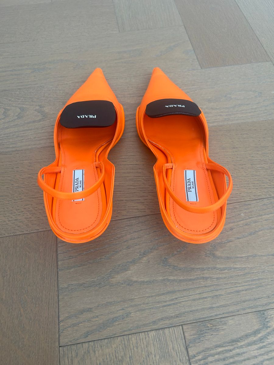 Logo-detailed Nylon Slingback Pumps — view 3