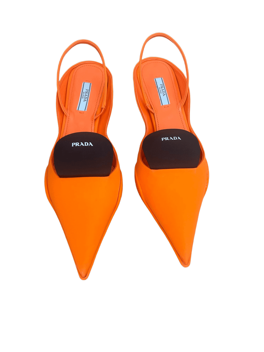 Logo-detailed Nylon Slingback Pumps