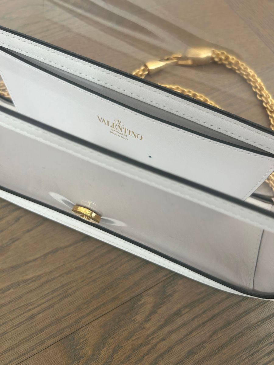 Garavani Locò Transparent/White Leather Shoulder Bag — view 4