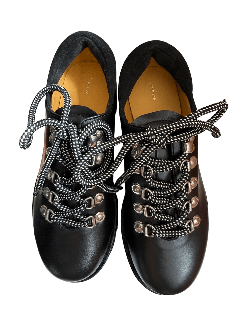 Leather Lace Black Boots