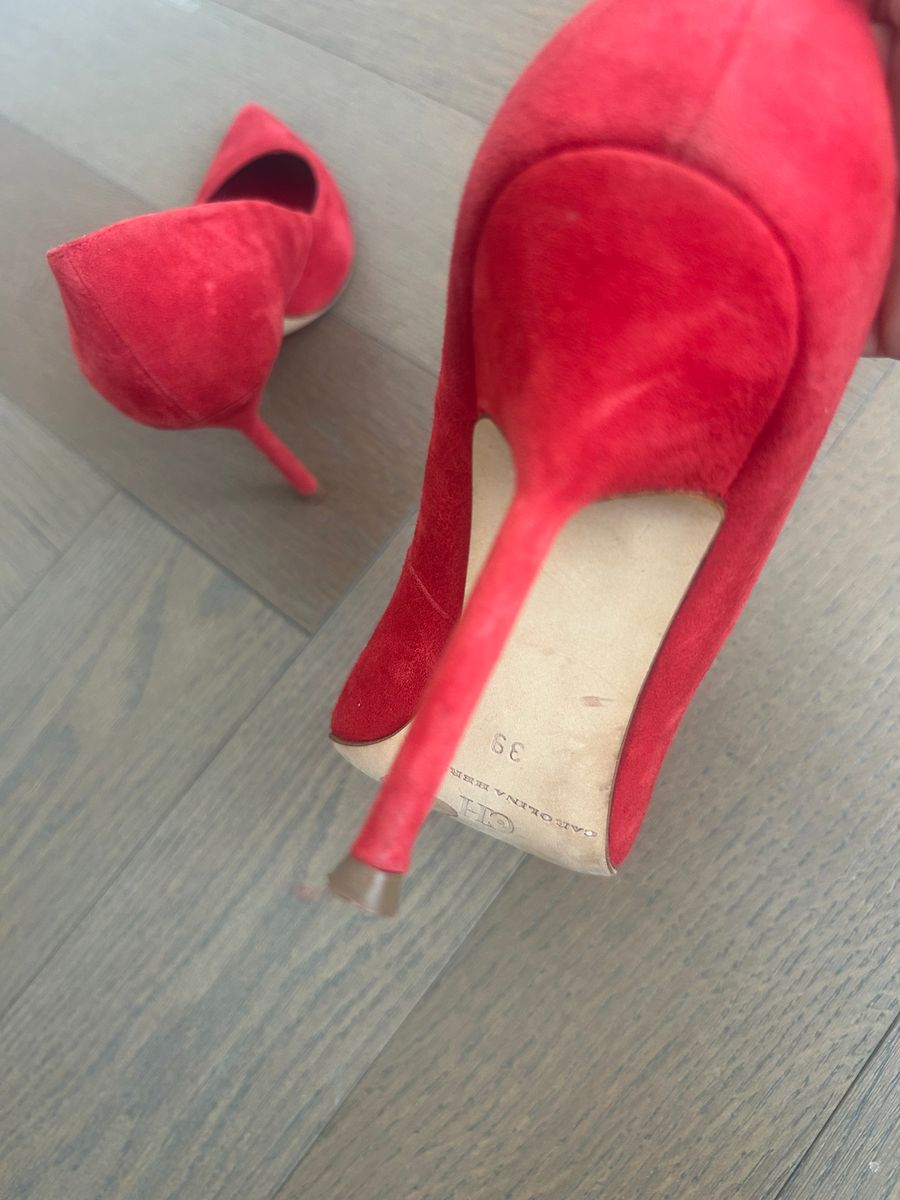 Red Suede Stiletto Pumps — view 5