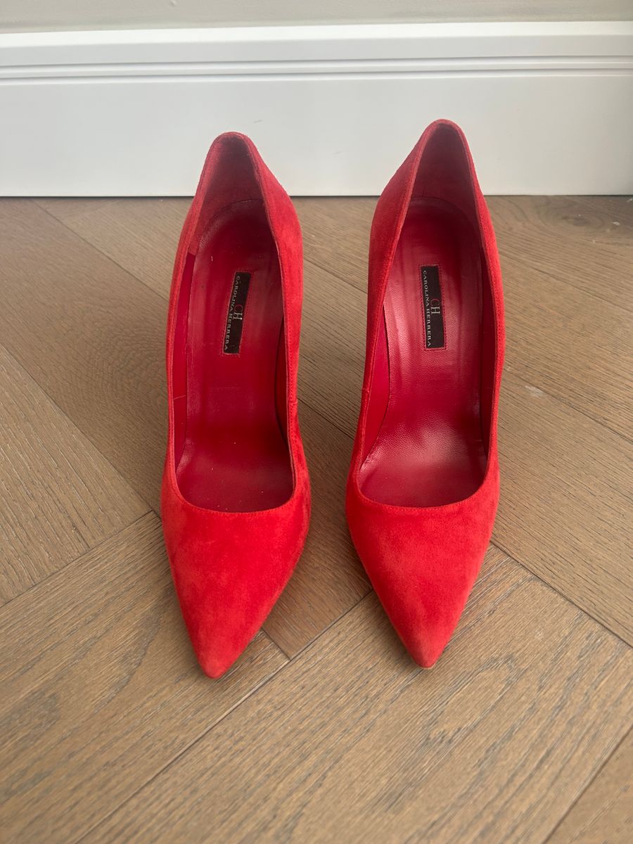 Red Suede Stiletto Pumps — view 2