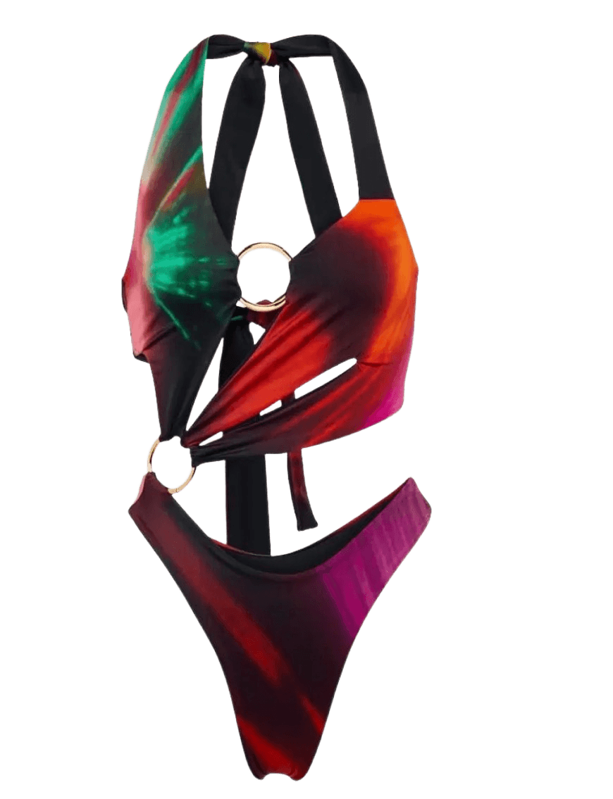 Printed Asymmetric Swimsuit Sex Wax Design