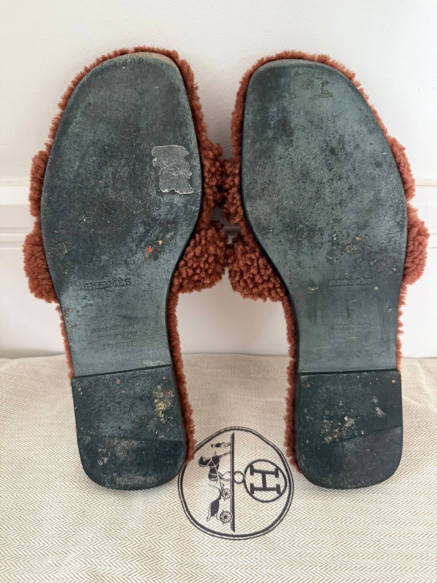 Oran Sandals in Cognac Woolskin Shearling — view 4
