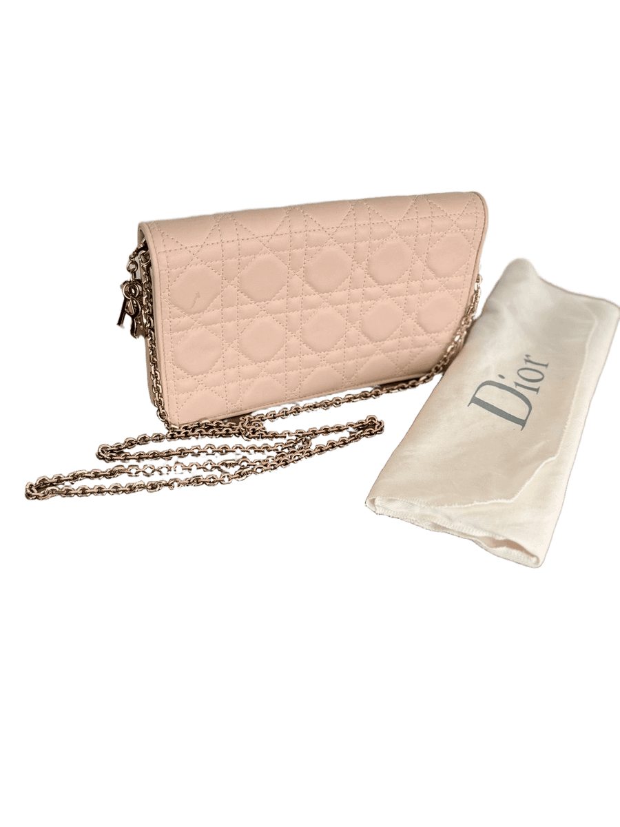 Lady Dior Chain Pouch in Powder Pink