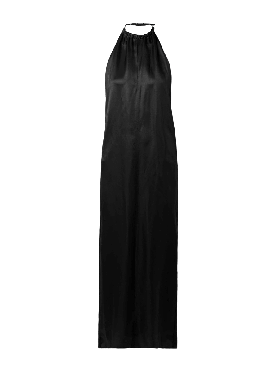 Keyhole-Neck Open-Back Maxi Dress (Black)