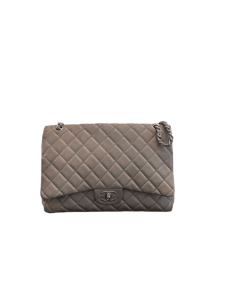 Chanel Classic Double Flap Maxi Grey Size One Size Very Good Pre-Owned