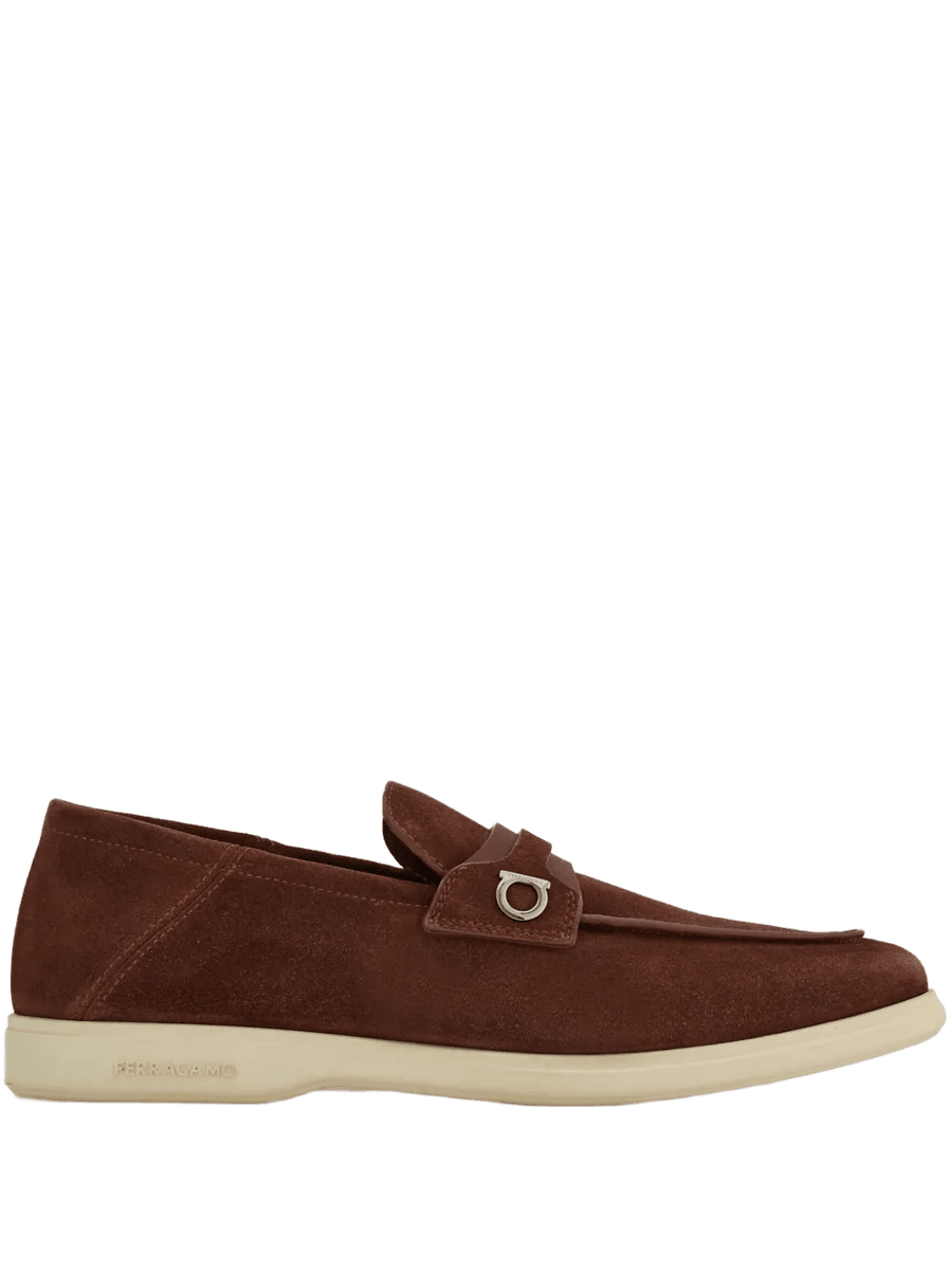 Suede Mocassins Gancini Plaque