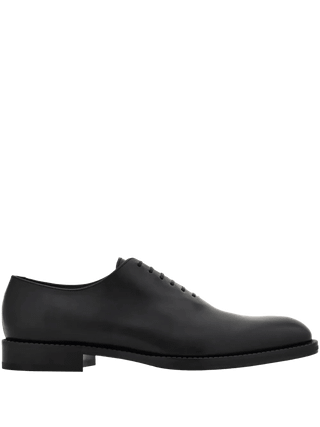 Ferragamo Leather Oxford Shoes Black Multiple Sizes New New