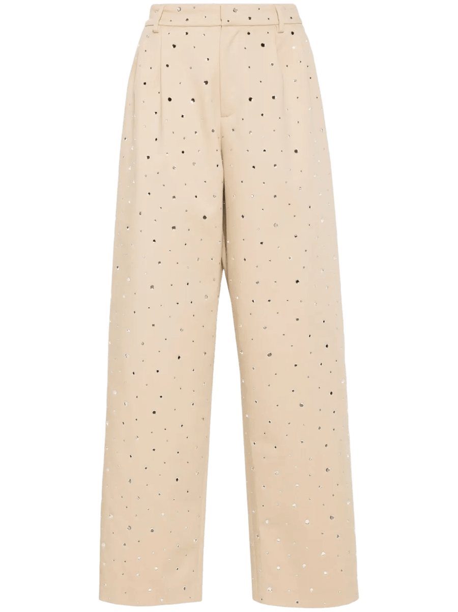 Rhinestone-Embellishment Straight Trousers