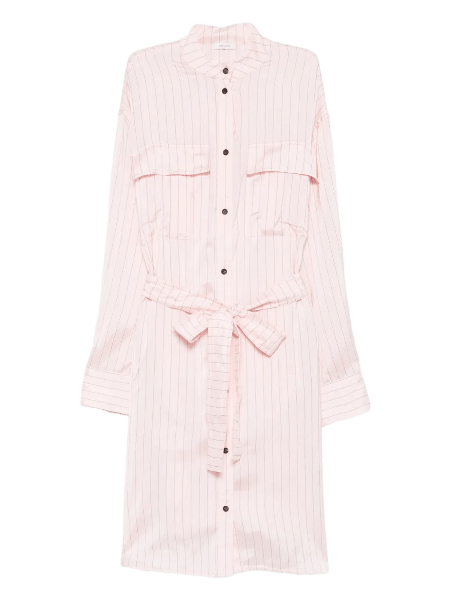 Ferragamo Belted Striped Midi Shirt Dress