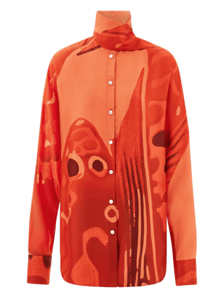 Ferragamo Ferragamo Sash-Detail Silk Shirt Red Size S New New