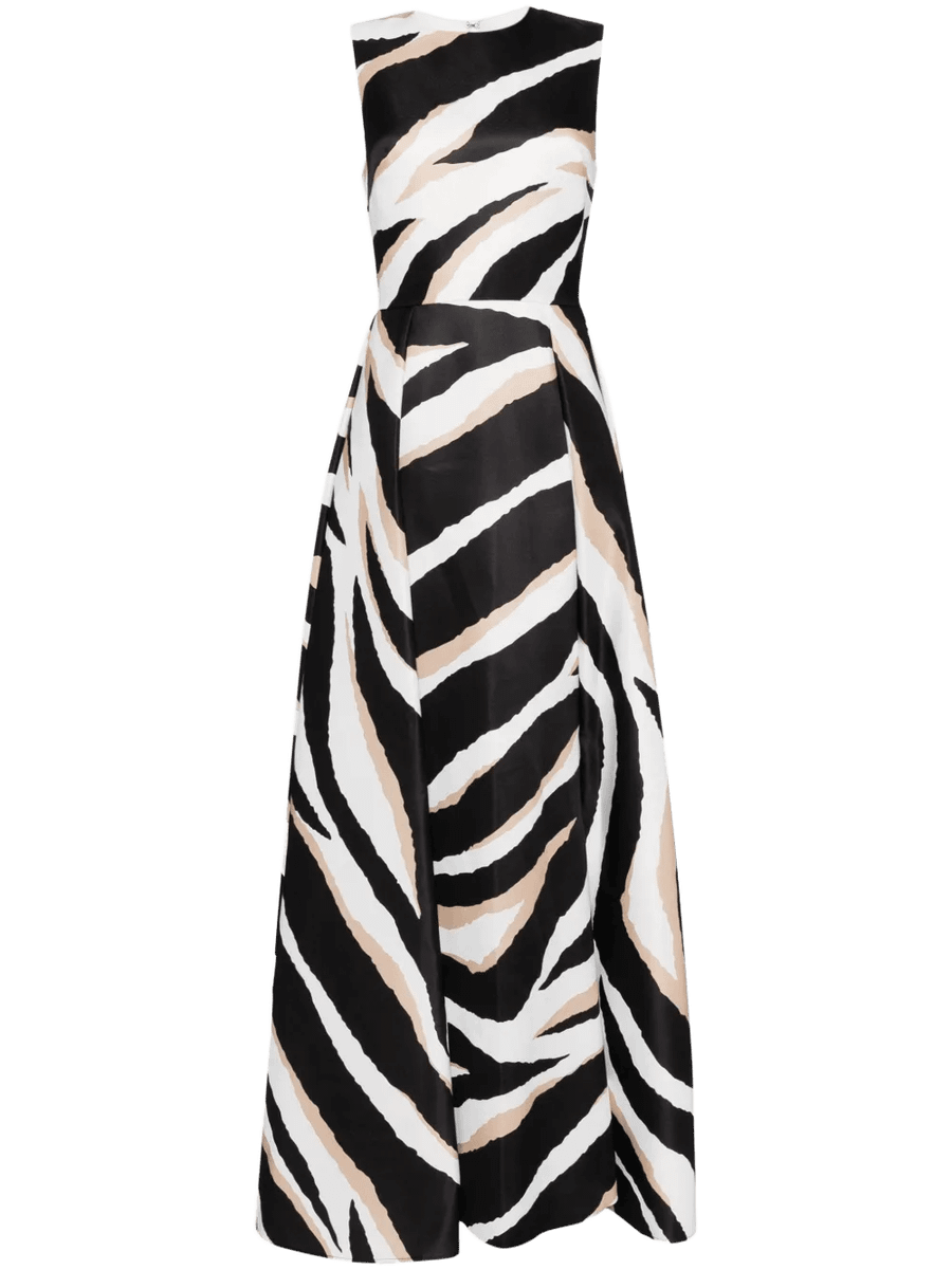 Zebra-Print Silk Gown