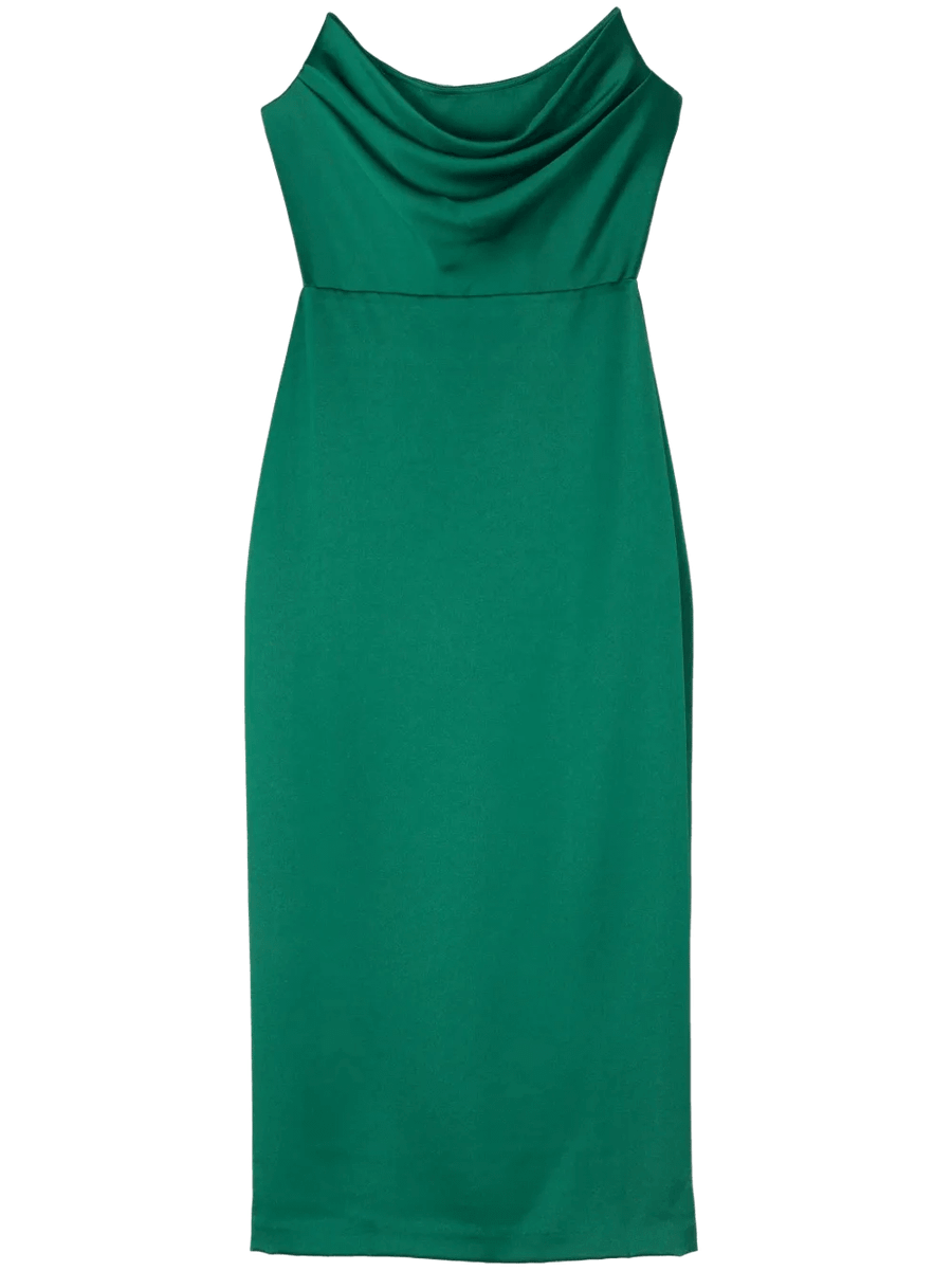 Corset-style satin midi dress