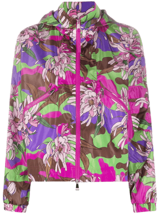 Moncler Severau Floral-Print Jacket Blue Size M/S/XS New New