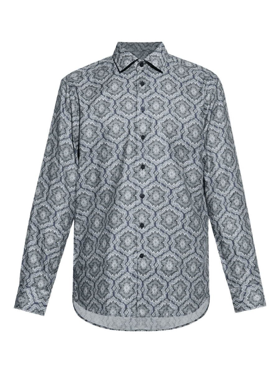 Geometric-Print Long-Sleeve Shirt