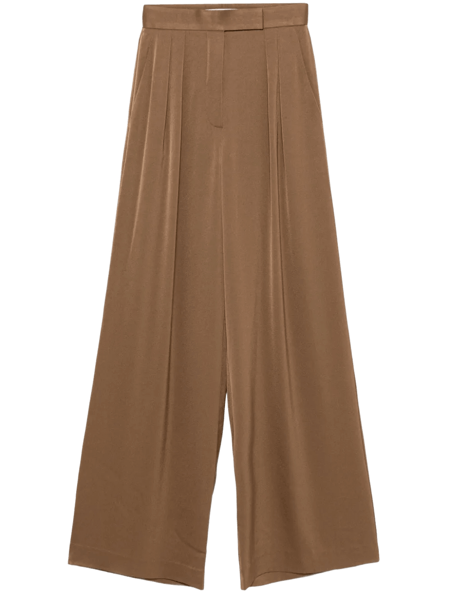 Double-Pleat Satin Trousers